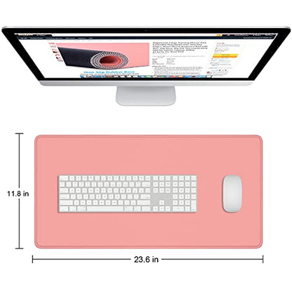 Dapesuom Large Mouse Pad, Extended Gaming Mouse Mat with Stitched Edges, Full Size Desk Mats with Non-Slip Base, Computer Big Desktop Keyboard Pad for Gamer, Laptop, Office, 23.6 x 11.8 in, Rose Pink - color: Rose Pink, size: 23.6L x 11.8W inches