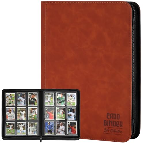 Trading Card Binder, Premium 9 Pocket Double Sided 540 Pocket PU Card Collection Binder, Collectible Trading Card Albums for MTG, TCG, Sport Card, Game Cards (Brown) - color: Brown