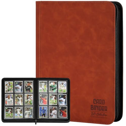 Trading Card Binder, Premium 9 Pocket Double Sided 540 Pocket PU Card Collection Binder, Collectible Trading Card Albums for MTG, TCG, Sport Card, Game Cards (Brown) - color: Brown