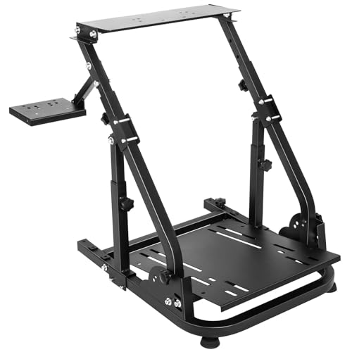 Supllueer Racing Steering Wheel Stand with Double Arm Reinforcing Bar Support Fit for Logitech G25 G27 G29 G920 G923, for Thrustmaster T300RS, Sim Racing Frame,No Wheel Pedal Shift Seat