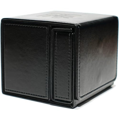 Card Deck Box for Trading Cards Battle Fits 60+ Double-Sleeved Cards anti-loss design for Dice tray and Accessories (black) - color: black