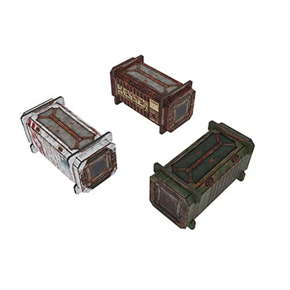 TinkerTurf Sci-Fi Terrain: Cargo Containers 5 Add-On, 3 Containers Included, Neutral Theme, Modeular Design, Easy Storage, Virtually Limitless Setups - style: Series 5 - Abandoned