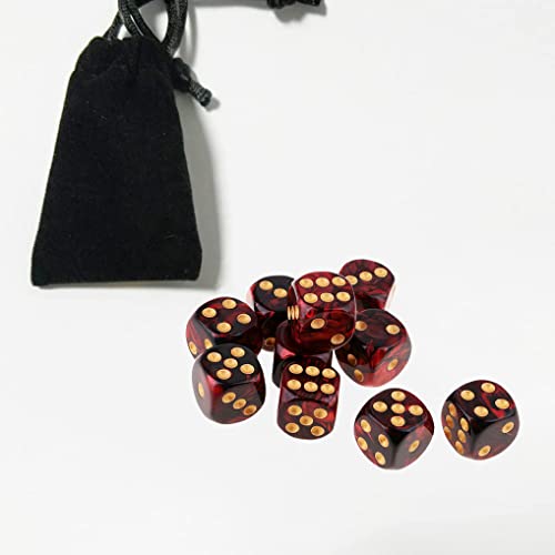 10PCS Polyhedral Dice D6 Dice 16mm Acrylic Dice Game Dice for RPG MTG DND Table Games (Red Black) - color: Red Black