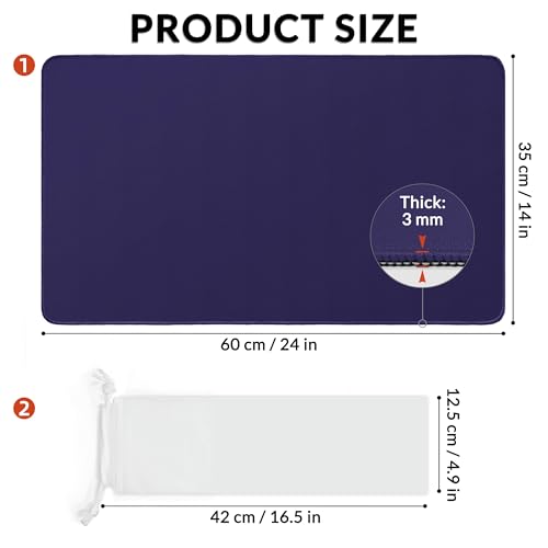 FROGIGO Solid Color TCG Playmat with Carry Bag, 24 x 14 in, 3mm Thick Stitched-Edge Card Game Mat, Non-Slip Rubber Base, No-Logo Play Mat for Trading Card & Tabletop Games - Royal Purple - color: Royal Purple