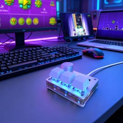 O3C Rapid Trigger Keyboard With Hall Magnetic Switch For OSU Geometry Dash | Rhythm Games,with Knob and Screen,Copy Paste,Shotcut,Macro Hotswap Mini Keypad Magnetic Linear Switches - color: Silvery, size: Gateron Jade Pro Green Switch