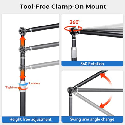 Dust Collection Boom Arm for CNC Router – Adjustable Clamp Mount Hose Holder for Desktop CNC Machines – Flexible Support Prevents Hose Sag, Improves Airflow & Keeps Work Area Clear