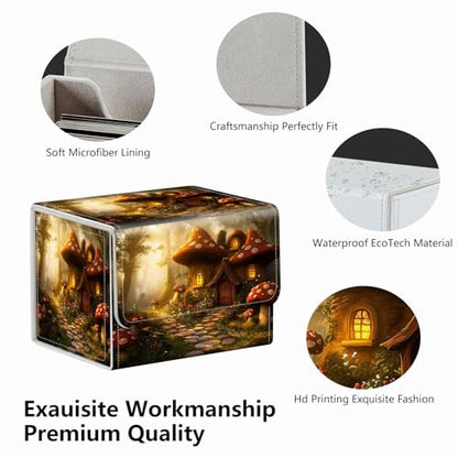 Strong Magnet MTG Demon Deck Box Playing Card Case Magic Deck Box Creative Pattern Trading Card Storage Box for TCG for Collectible Games, Wild Red Mushroom House - color: Wild Red Mushroom House