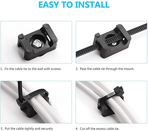 Cable Tie Mounting,100 Pcs Zip Tie Base,5 mm(M5) Screw Hole, 23x16x9(L*W*H) mm Cord Tie Mount Wire Tie Holder Fix Bottom Wire Management for Home/Office/Outdoor/Garden