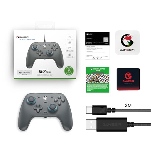 GameSir G7 SE Wired Controller for Xbox Series X|S, Xbox One & Windows 10/11, Plug and Play Gaming Gamepad with Hall Effect Joysticks/Hall Trigger, 3.5mm Audio Jack-Gray - color: Gray