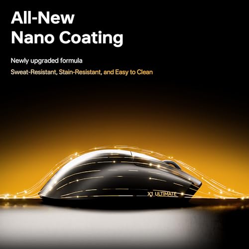 ATK Blazing Sky X1 V2 Ultimate Wireless Gaming Mouse, PAW3950 Ultra Sensor, DPI up to 42,000, 54g Lightweight, 8K Polling, 800 Hr Battery Life, All-New Nano Coating, Dual-Mode 2.4G/Wired - Red - color: Metallic Red, style: Ultimate