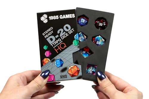 Sharp Edge DND Dice Set – Plasmic Punch Polyhedral Dice in Retro VHS Box – TTRPG Dice Set – Tabletop RPG Accessory (Set of 7) - style: Plasmic Punch