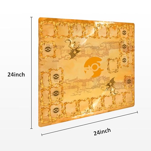 Playmat for Trading Card Game – 2-Player Trainer Mat with 31 Damage Counters and Professional Storage Bag - color: Yellow