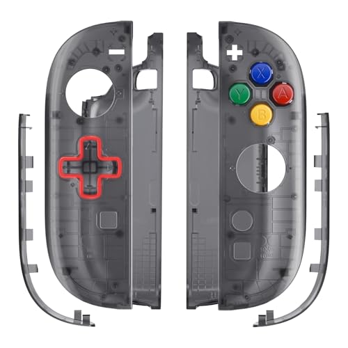 eXtremeRate Replacement Shell (D-Pad Version) with Buttons for Joycon 2, Housing Faceplate Case + Decorative Strips + ABXY Dpad for Nintendo Switch 2 Controller - Essence Version - Clear Slate Black - color: Clear Slate Black