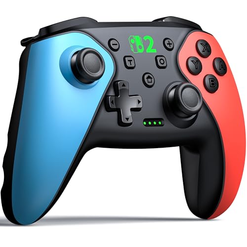 Wireless Switch Controller for Nintendo Switch/Switch 2/Lite/OLED Controller, Switch Controller with a Mouse Touch Feeling on Back Buttons, Extra Switch Pro Controller with Wake-up,Programmable, Turbo Function (Sky Blue and Coral Red) - color: Sky Blue an