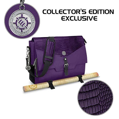 ENHANCE Collector's Edition RPG Player's Essentials DnD Bag - Dragon Hide Exterior Messenger Bag Fits 2-4 Books, Binders, Dice & Accessories, with 17 inch Laptop Slot, Battlemap Straps (Dragon Purple) - color: Dragon Purple