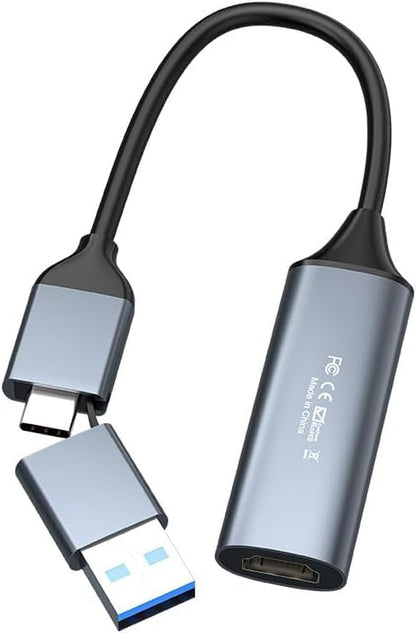 Video/Audio Capture Card, 4K HDMI to USB C/A Capture Card, Full HD 1080P Video Grabber for Gaming Recorder Livestream, Compatible with Switch PS5 PS4 Xbox TV Stick Camera PC Mac