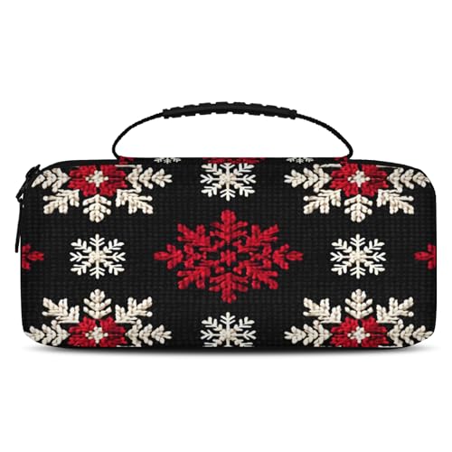 Adornori Red White Snowflakes Carry Case Compatible with Nintendo Switch 2, with 20 Games Cartridges, Portable Travel Carrying Case Pouch for Accessories & Game Cards - color: Multicolor 17