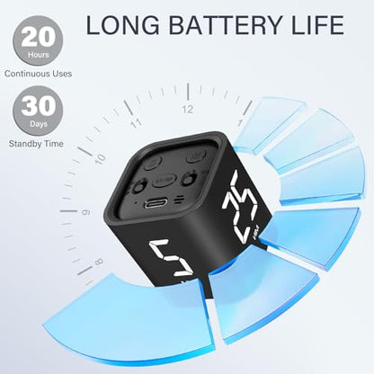 Rotating Pomodoro Timer 5/25/10/50, Desk Productivity Flip Timer, ADHD Tool | Countdown/Stopwatch Cube Timer, Vibration/High/Low Volume/Custom Modes, for Work Study, Back to School, Kitchen - color: Black