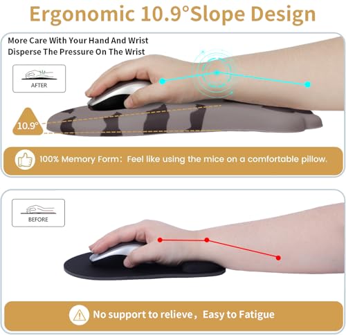 L-SPOUTTO Ergonomic Mouse Pad with Wrist Rest,Cute Mouse Pad Wrist Support | Cat Paw Comfortable Massage Design,Computer Pain Relief Mousepad with Non-Slip PU Base for Desk Laptop Gaming,Brown - color: Brown