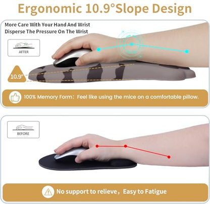 L-SPOUTTO Ergonomic Mouse Pad with Wrist Rest,Cute Mouse Pad Wrist Support | Cat Paw Comfortable Massage Design,Computer Pain Relief Mousepad with Non-Slip PU Base for Desk Laptop Gaming,Brown - color: Brown