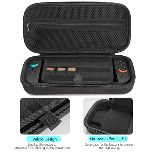 TUCANA Carry Pouch Case Compatible with Nintendo Switch 2 (2025), Switch 2 Portable Hard Travel Case with Pockets and 12 Game Cartridges for Switch 2 Accessories （Black）