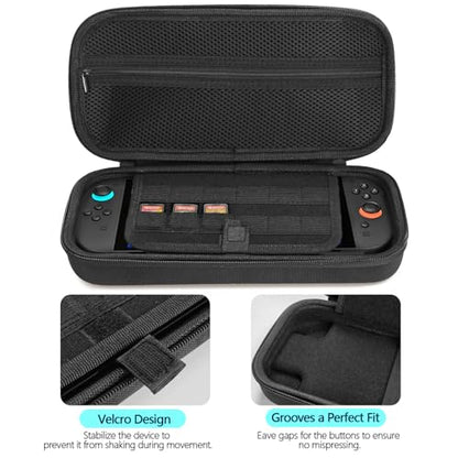 TUCANA Carry Pouch Case Compatible with Nintendo Switch 2 (2025), Switch 2 Portable Hard Travel Case with Pockets and 12 Game Cartridges for Switch 2 Accessories （Black）