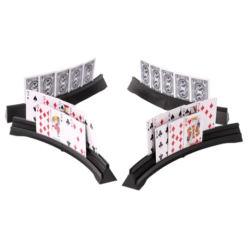 Stackable Card Holder, Double Layered Playing Card Holder Organizer Tray, 4 Pack Storage Case for Seniors, Adults, Arthritis Patients and Kids (Black) - color: Black(4 Pack)