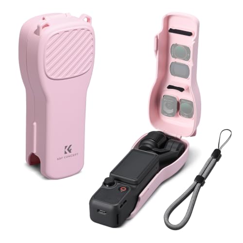 K&F CONCEPT Protective Case Compatible with DJI Osmo Pocket 4 & Pocket 3 | Hard Shell Carry Case with Built-in Filter Storage, PC Protective Cover with Soft Lining, Travel Storage Case, PT61 - color: Pink