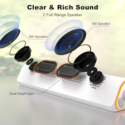 SOULION Bluetooth Computer Speakers PC Sound Bar for Desktop Monitor White | USB Powered & 3.5mm, Colorful LED Lights, Switch Button Clear & Rich Sound, Breathable Cloth,Surround Soundbar - color: White