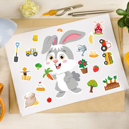 48 Sheets Create Funny Farm Animals Stickers, Make a Face Stickers for Boys and Girls, Travel Sticker Books, Party Favors, Birthday, Home, School and Activities Gifts for Kids Ages 3+ - style: Farm Animal