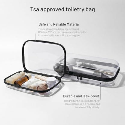 Clear Hard Shell Organizer Cases, 2 Pack | Durable PET shell with water-resistant, scratch-resistant surface for travel, toiletries, electronics and daily essentials - color: Black
