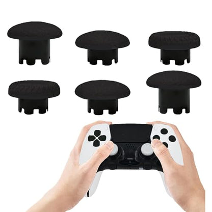 6-in-1 Interchangeable Thumbstick Caps for PS5 DualSense Edge Controller, Swappable Thumbsticks Replacement, Joysticks Parts (Black) - color: black