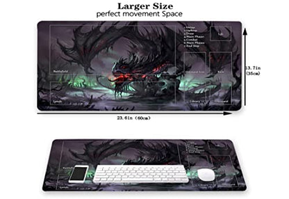MTG Playmat, Game Play Mat for MTG TCG 24 x 14 inches Trading Card Inked Game Playmats with Storage Bag Smooth Rubber Surface Battle - color: Zombie Dragon With Zones3