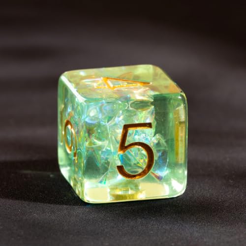 UDIXI Green DND Dice Set, Polyhedral Dice Set Iridescent Inclusions for D&D | Resin Material, Velvet Storage Bag, DM Gift, for Dungeons and Dragons Role Playing Games Tabletop Games - color: Light Green