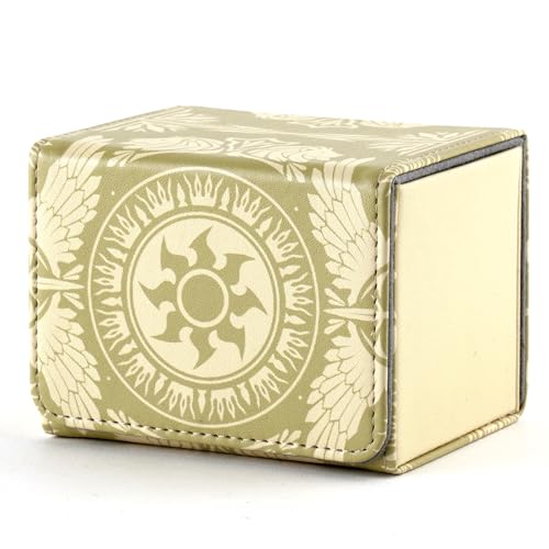 Deck Box for MTG Cards, Trading Commander Deck Case Holds 120+ Sleeved Cards, PU Leather Magnetic Collectible Card Storage Box Fits for TCG Magic Card (Yellow) - color: Yellow