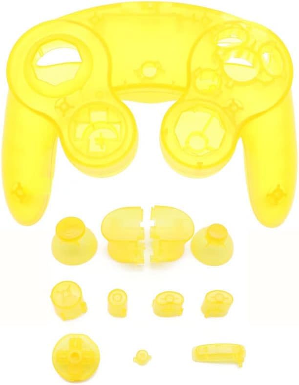 Housing Cover Shell Handle Case and Button Replacement Parts for NGC Gamecube Controller Games Handle Protective Accessories (Clear Yellow) - color: Clear Yellow