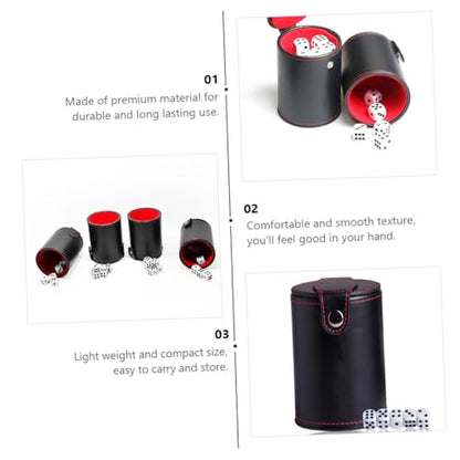 PU Leather Dice Cup with Double-Layer Lid Portable Dice Shaker for Bar Games Table Games Smooth Easy-Clean PU Material Professional Storage Container
