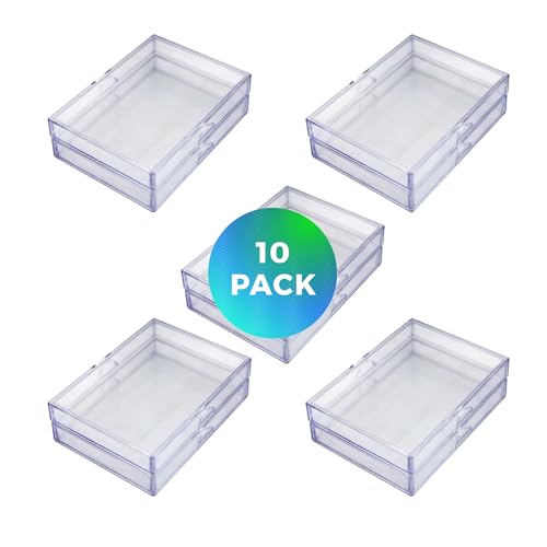 10 Pack Clear Acrylic Card Storage Boxes with Lids - 3 1/2" L x 2 1/2" W x 1/2" H Baseball Card Storage Box, Sports Card Boxes and Magic Card Storage Box - Made in USA - size: 3 1/2" L x 2 1/2" W x 1/2" H, style: 10.0