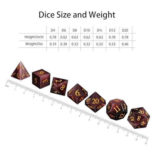LUCKY-M Cat Eye DND Dice Sets, Gemstone Dice for Dungeons and Dragons, Stone Dice D&D Accessories RPG dice MTG Women Gift (CE-Purple Red) - color: Ce-purple Red