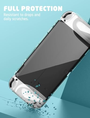 Mumba Case for Nintendo Switch OLED 2021, [Thunderbolt Series] Protective Clear Cover with TPU Grip Compatible with Nintendo New Switch OLED 7 Inch Console and Joy-Con Controller (Clear) - color: Clear