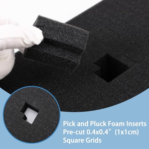 Coengwui Pick and Pluck Foam Inserts, Pre-Cubed Pick Apart Sheets for Crafts Toolbox Game Box Camera Cases Drawer Storage (2Pack 16 x 12 x 2" with 0.4" Bottom Padding)