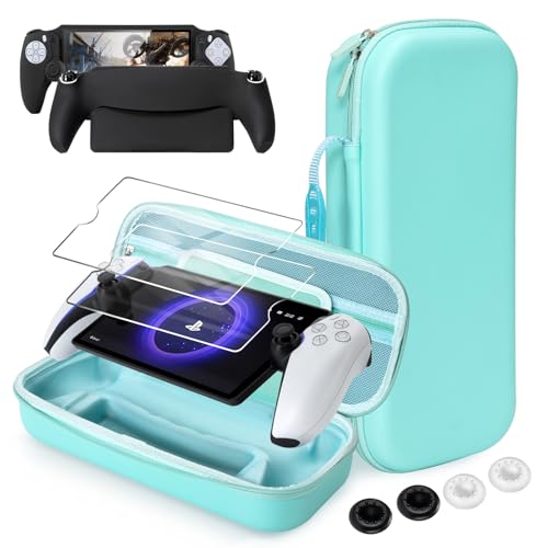 CoBak Hard Carrying Shell Case for PlayStation Portal Remote Player - with 2 Screen Protector, 1 Grip Case, 4 Thumb Grip Caps, Hard Outer Cover for PS5 Portal, Sage Green - color: **Sage Green