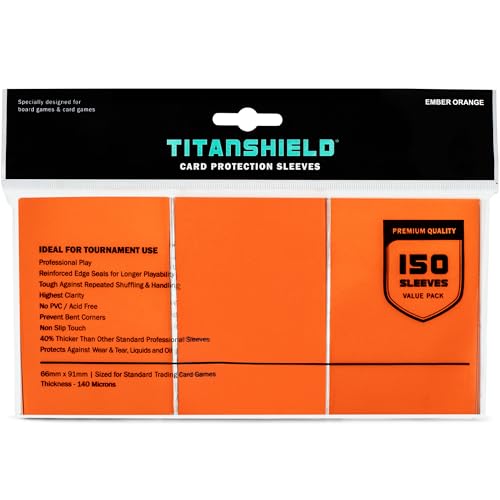 TitanShield Card Sleeves, Ember Orange (150 Sleeves) - Fits Pokemon, MTG | Compatible with MTG Magic the Gathering, Pokemon, One Piece, Lorcana, Flesh & Blood - Trading Card Deck Protectors - color: Ember Orange, size: Standard | 66x91mm