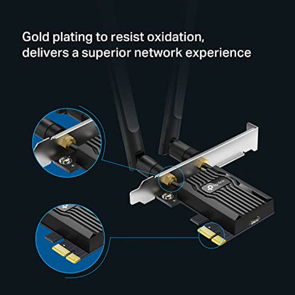 TP-Link WiFi 6 PCIe WiFi Card for Desktop PC AX3000 (Archer TX55E), Bluetooth 5.2, WPA3, 802.11ax Dual Band Wireless Adapter with MU-MIMO, Ultra-Low Latency, Supports Windows 11, 10 (64bit) Only - style: AX3000. WiFi6