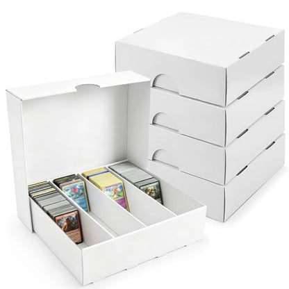 4 Pack Trading Card Storage Boxes, 3120 Count Cardboard Card Storage Box with Dividers for Baseball Cards, TCG, Sports Card Boxes, 4 Row Bulk Card Storage Box