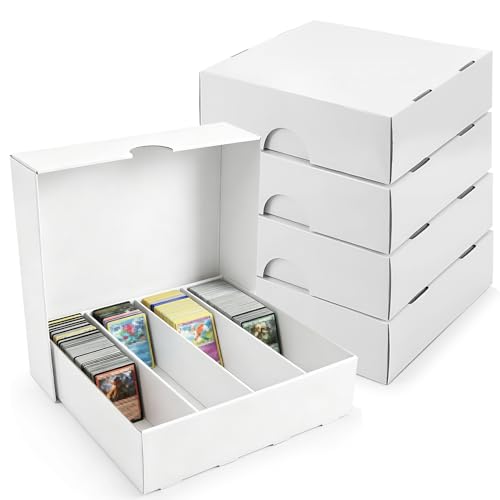 4 Pack Trading Card Storage Boxes, 3120 Count Cardboard Card Storage Box with Dividers for Baseball Cards, TCG, Sports Card Boxes, 4 Row Bulk Card Storage Box