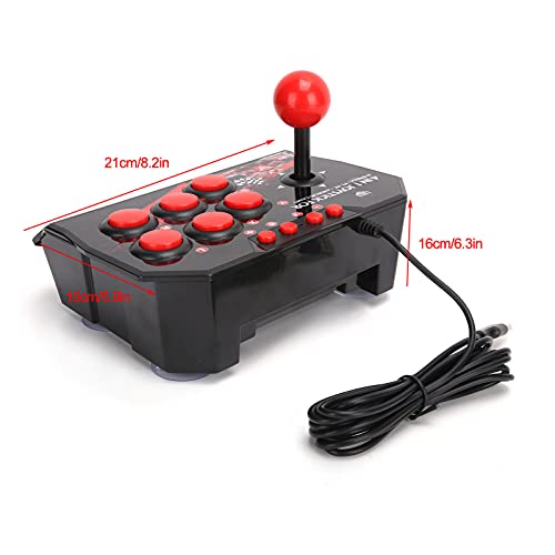 Fight Stick, Wired Joystick Features a Spherical Metal Joystick and 6 Round Control Buttons, Wired Joystick Games Accessories, Play All Types of Games