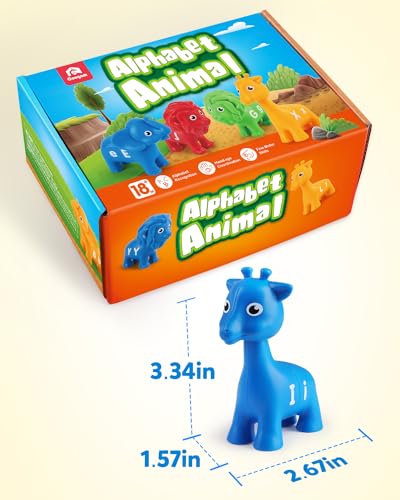 Coogam ABC Letters Matching Game, 26PCS Alphabet Fine Motor Skill Color Shape Recoginition Preschool Educational Montessori Learning Toys for 2 3 4 Years Old Toddlers - style: animal alphabet