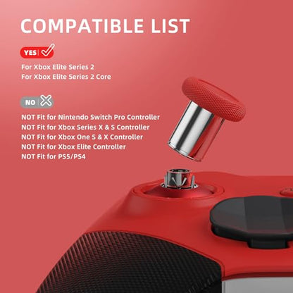 eXtremeRate 6 in 1 Metal Replacement Thumbsticks for Xbox Elite Series 2 Controller, Passion Red & Metallic Silver Swappable Magnetic Analog Stick Joystick Caps for Xbox Elite 2 Controller -Model 1797 - color: Passion Red & Metallic Silver