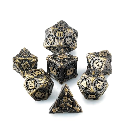 Surpass DND dice Set Metal dice Role Playing Polyhedral Dice Dungeons and Dragons Gifts Pathfinder d&d dice 7piece Set Bronze (Antique Bronze) - color: Antique Bronze